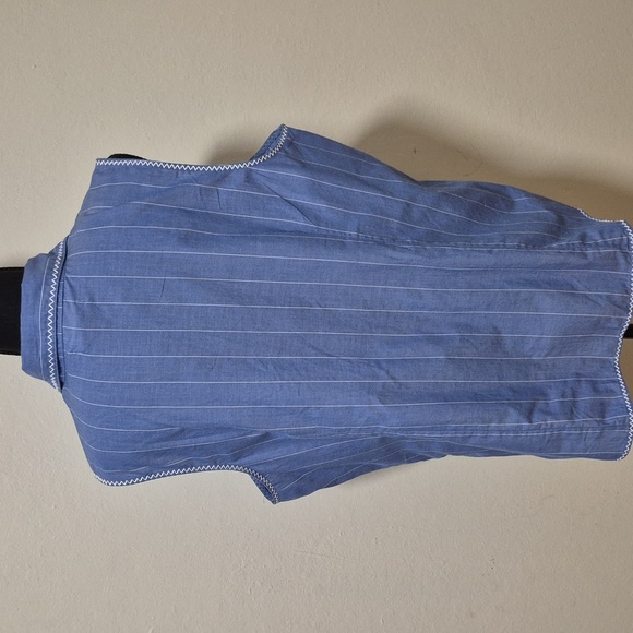 Liz Claiborne Blue Sleeveless Button-Up Top w Embroidery Detail Sz XL - Picture 8 of 12